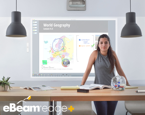 Tablica interaktywna eBeam edge+ na lekcji geografii